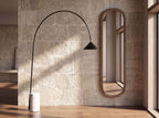 Floor lamp in black steel with porcelain marble base