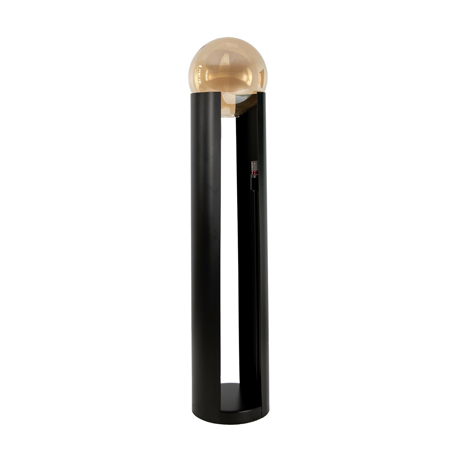 Amber Smoked Glass and Black Steel Floor Lamp