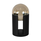 Amber smoked glass and black steel table lamp