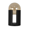 Amber smoked glass and black steel table lamp