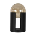 Amber smoked glass and black steel table lamp
