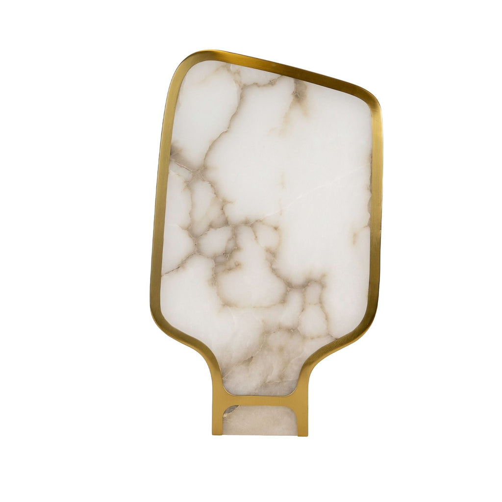 Table lamp in natural Alabaster stone and polished golden steel