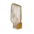 Table lamp in natural Alabaster stone and polished golden steel