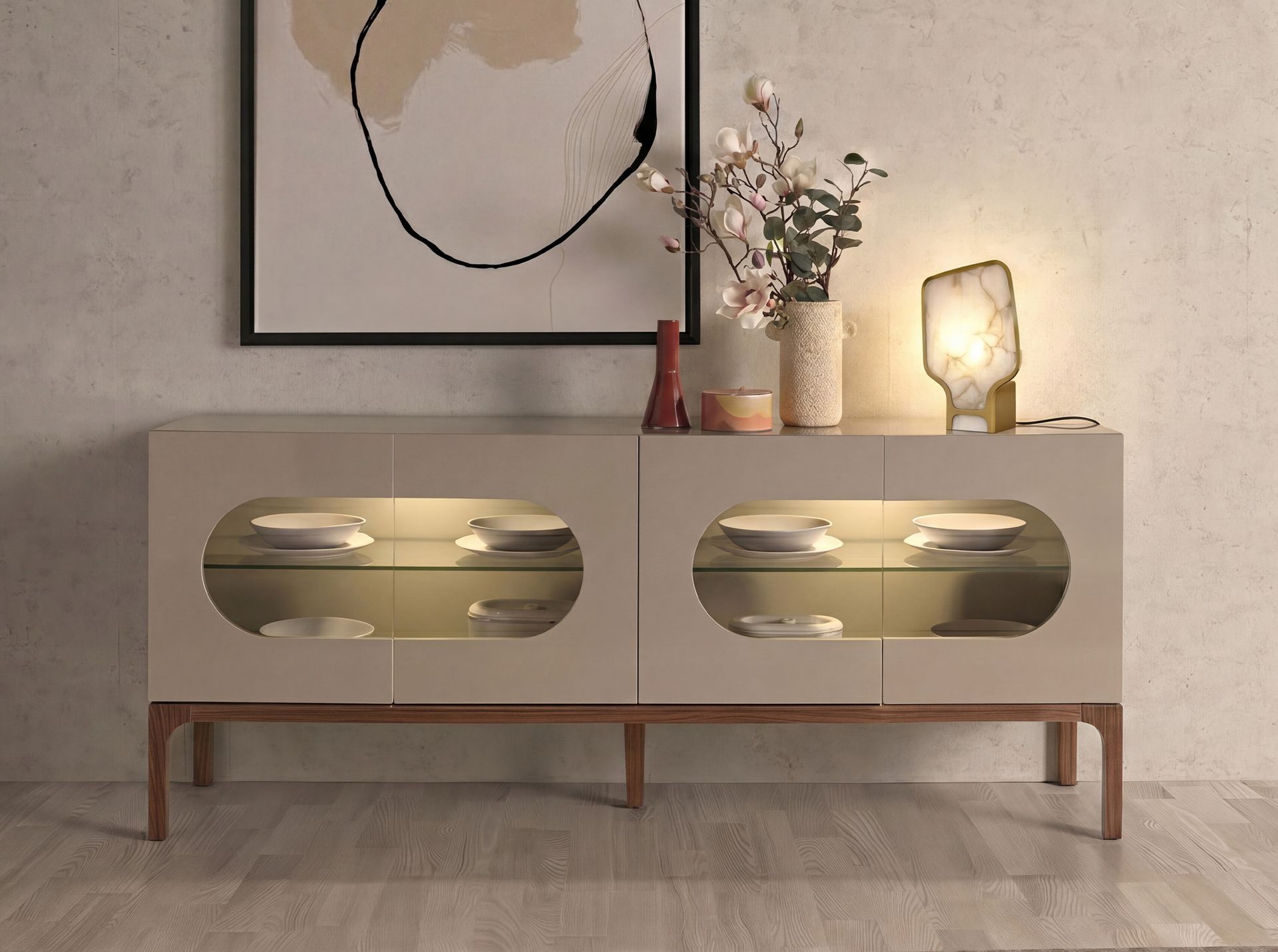 Table lamp in natural Alabaster stone and polished golden steel