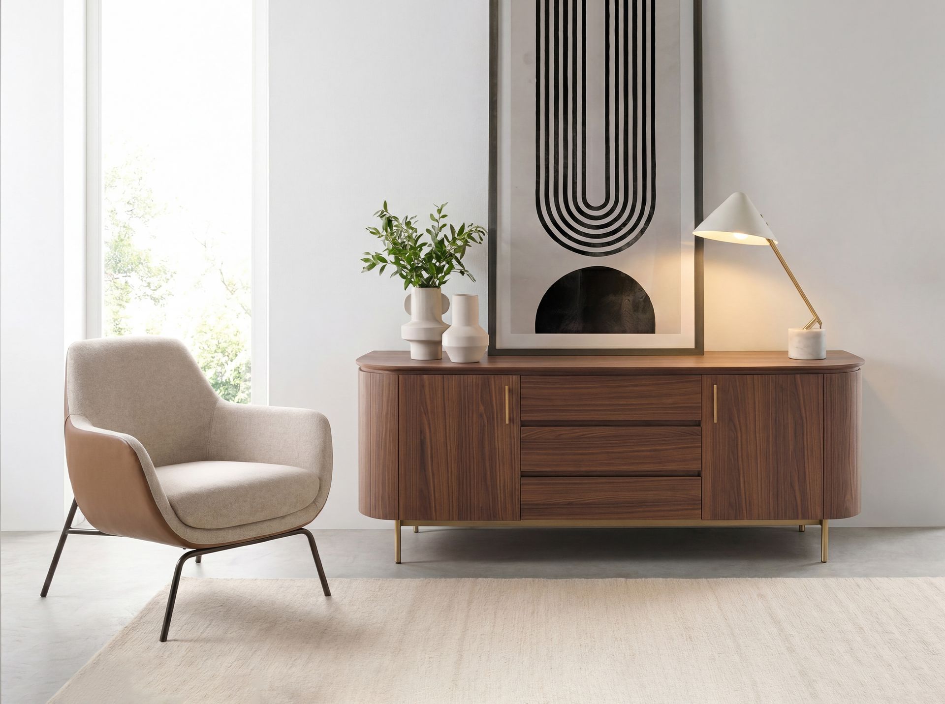 White steel and polished gold steel table lamp with porcelain marble base