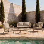 Set da giardino PERUGIA – divano, 2 poltrone e tavolino