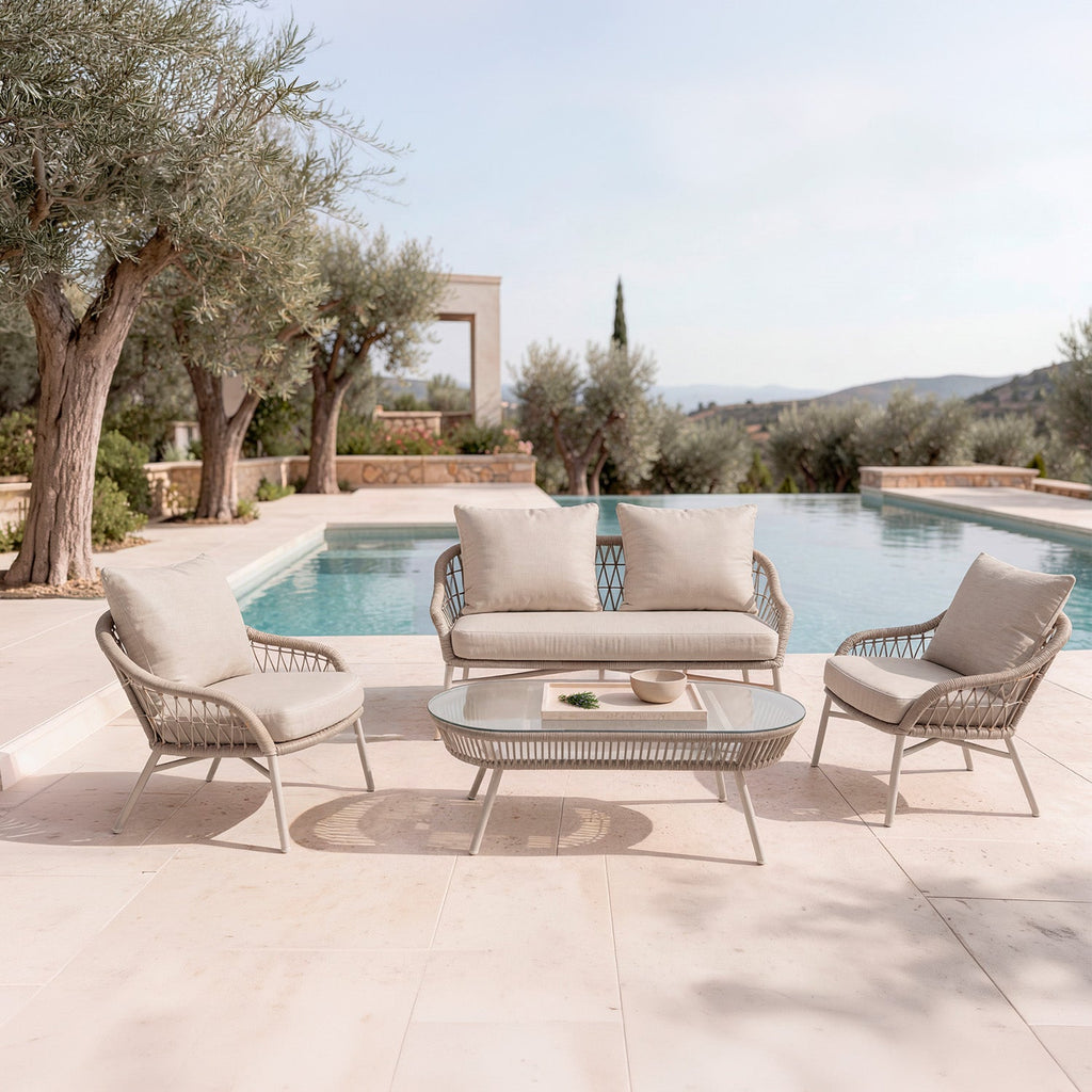 Garden lounge set SALONICA – sofa, 2 armchairs and coffee table