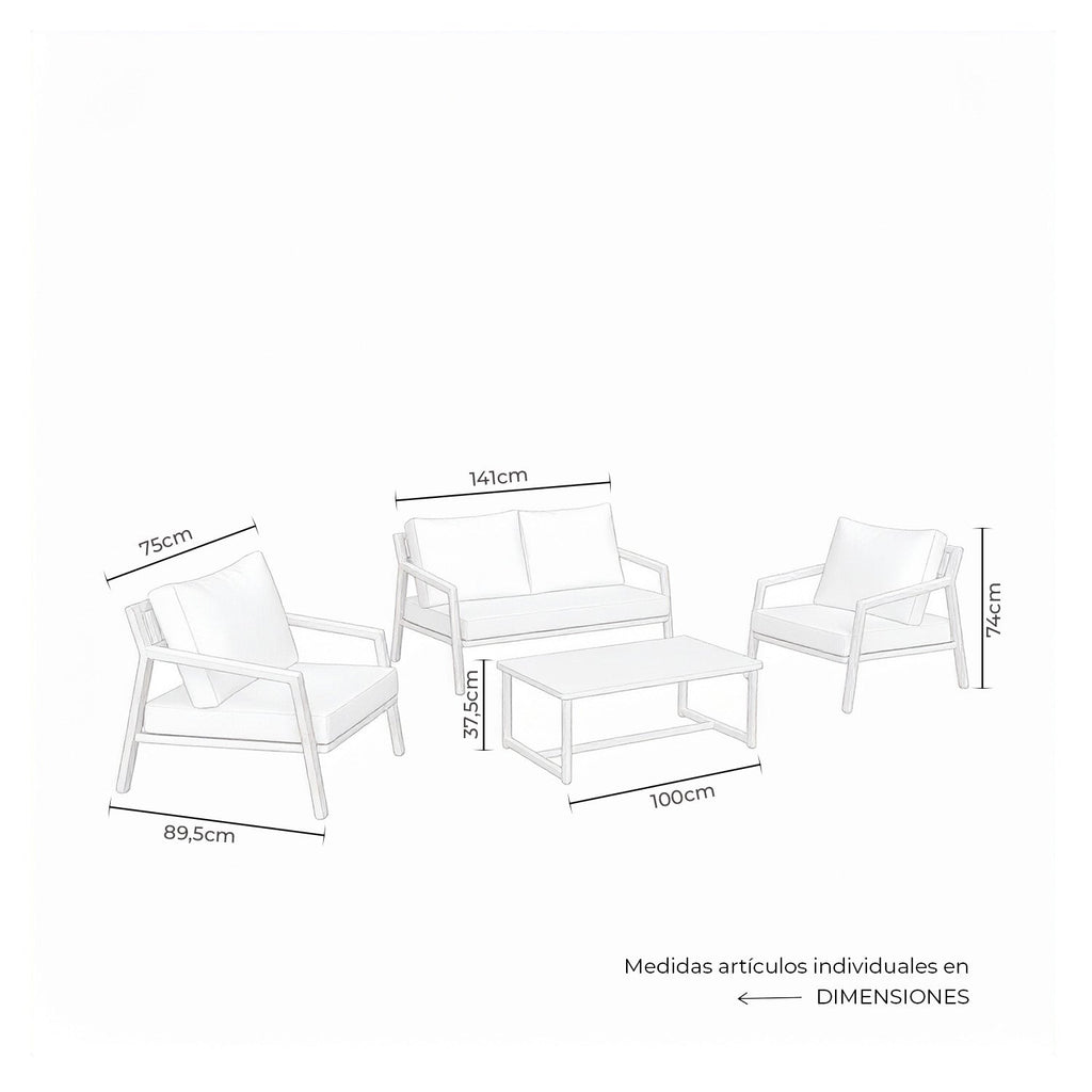 Garden set MUSCAT – sofa, 2 armchairs and coffee table