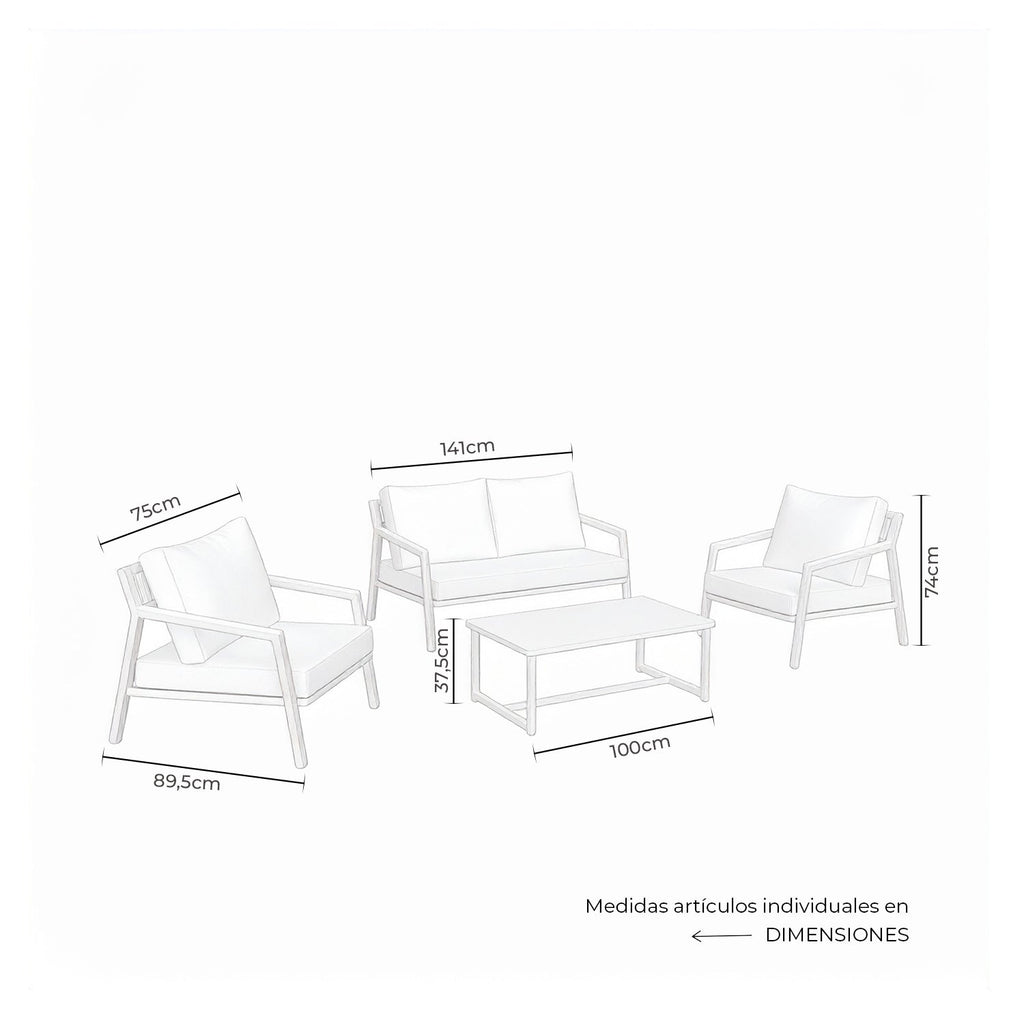 Garden set MUSCAT – sofa, 2 armchairs and coffee table