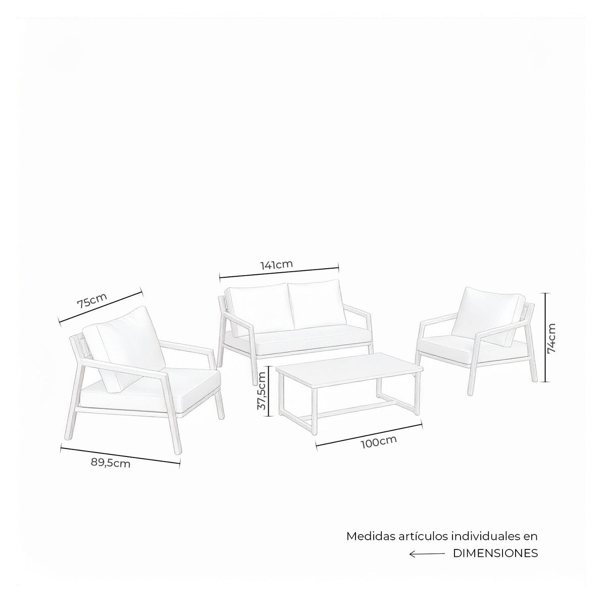 Garden set MUSCAT – sofa, 2 armchairs and coffee table
