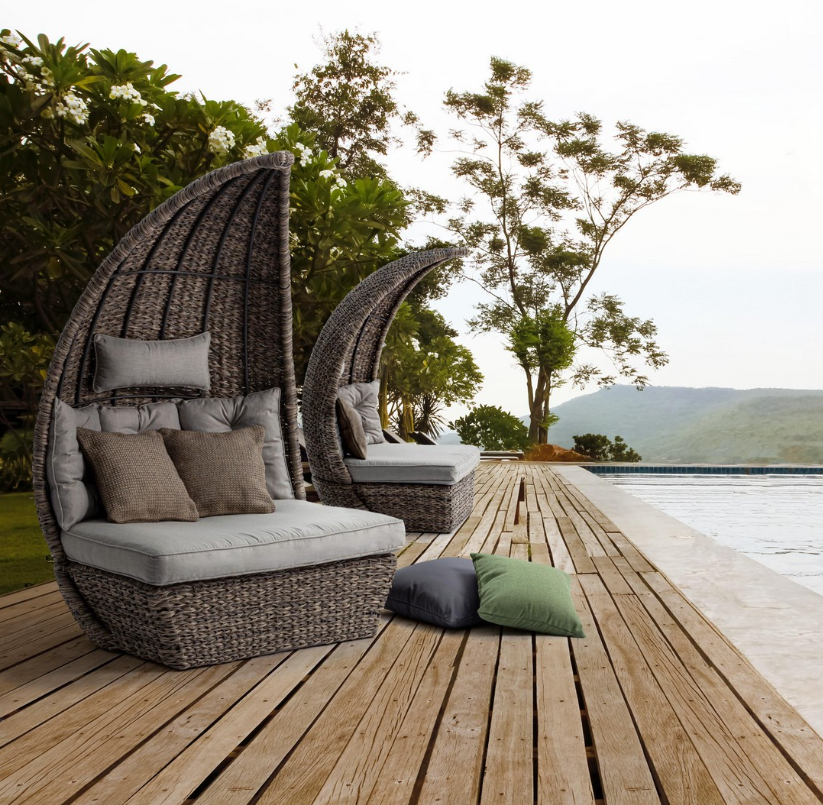 Set di 2 poltrone da giardino Samui in alluminio e fibra sintetica